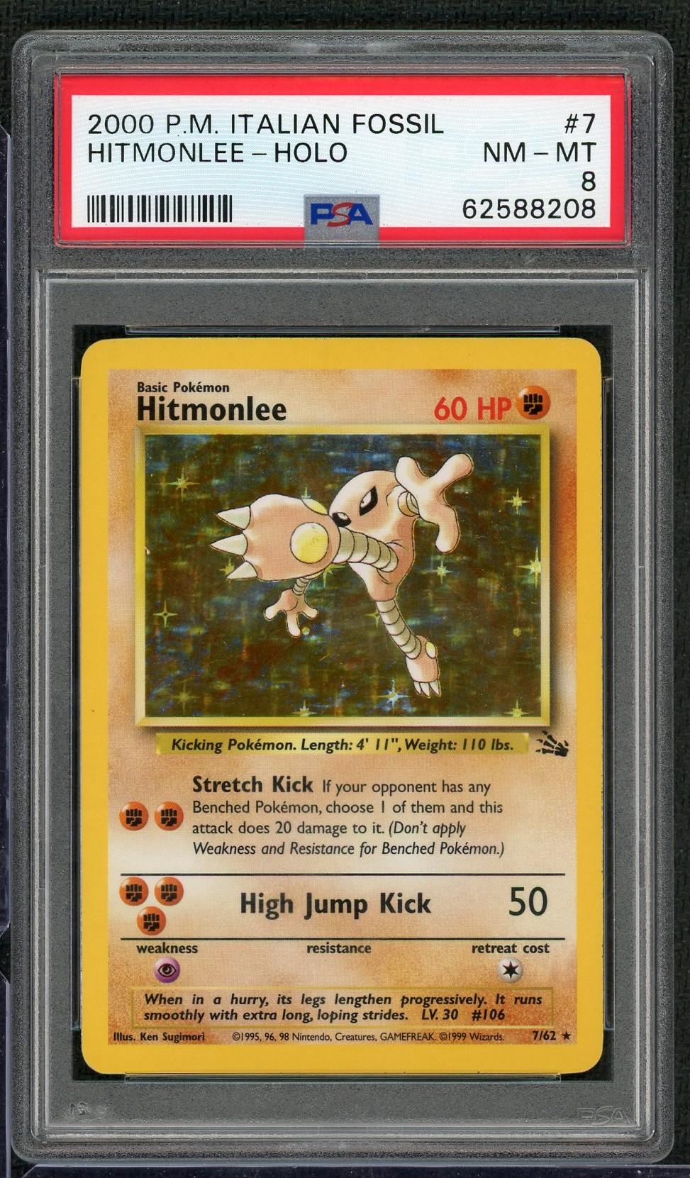 2000 Pokemon Italian Fossil Hitmonlee Holo #7 PSA 8 | DA Card World