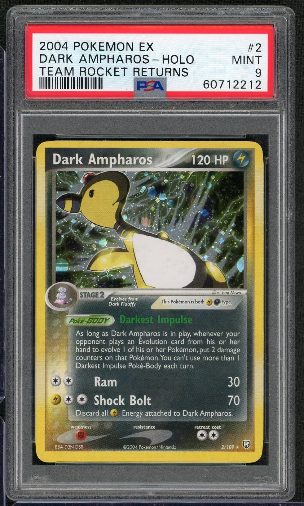 2004 Pokemon EX Dark Ampharos Holo Team Rocket Returns PSA 9 | DA
