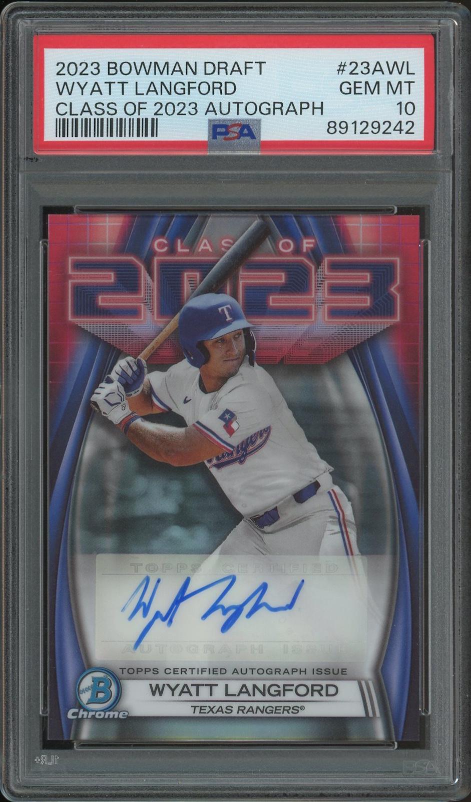 BGS ワイアット・ラングフォード サイン 2023 Bowman Draft 2023 Bowman Chrome Draft Baseball #23AWL Wyatt Langford Class of