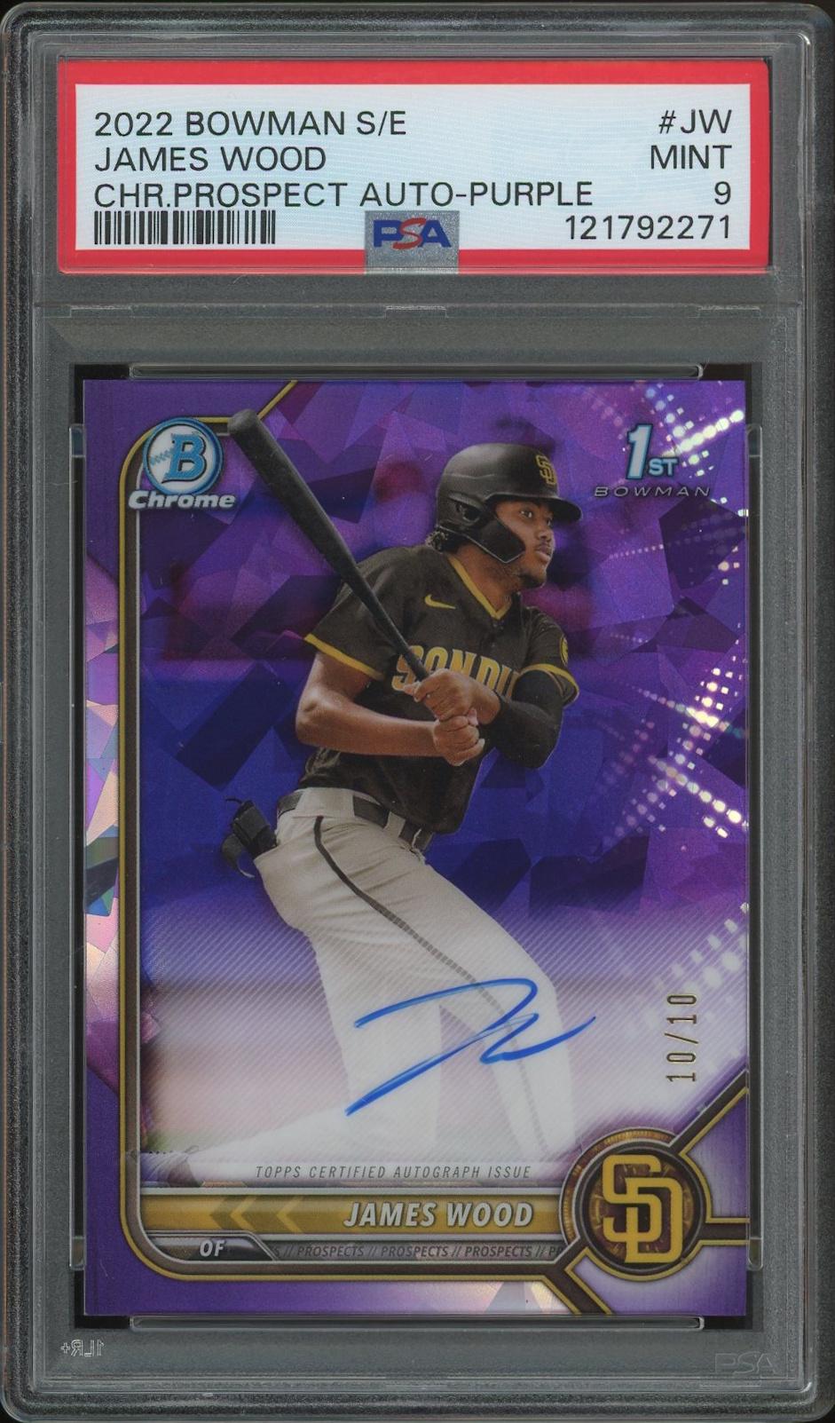 2022 Bowman Chrome Sapphire Baseball #BSPAJW James Wood Purple