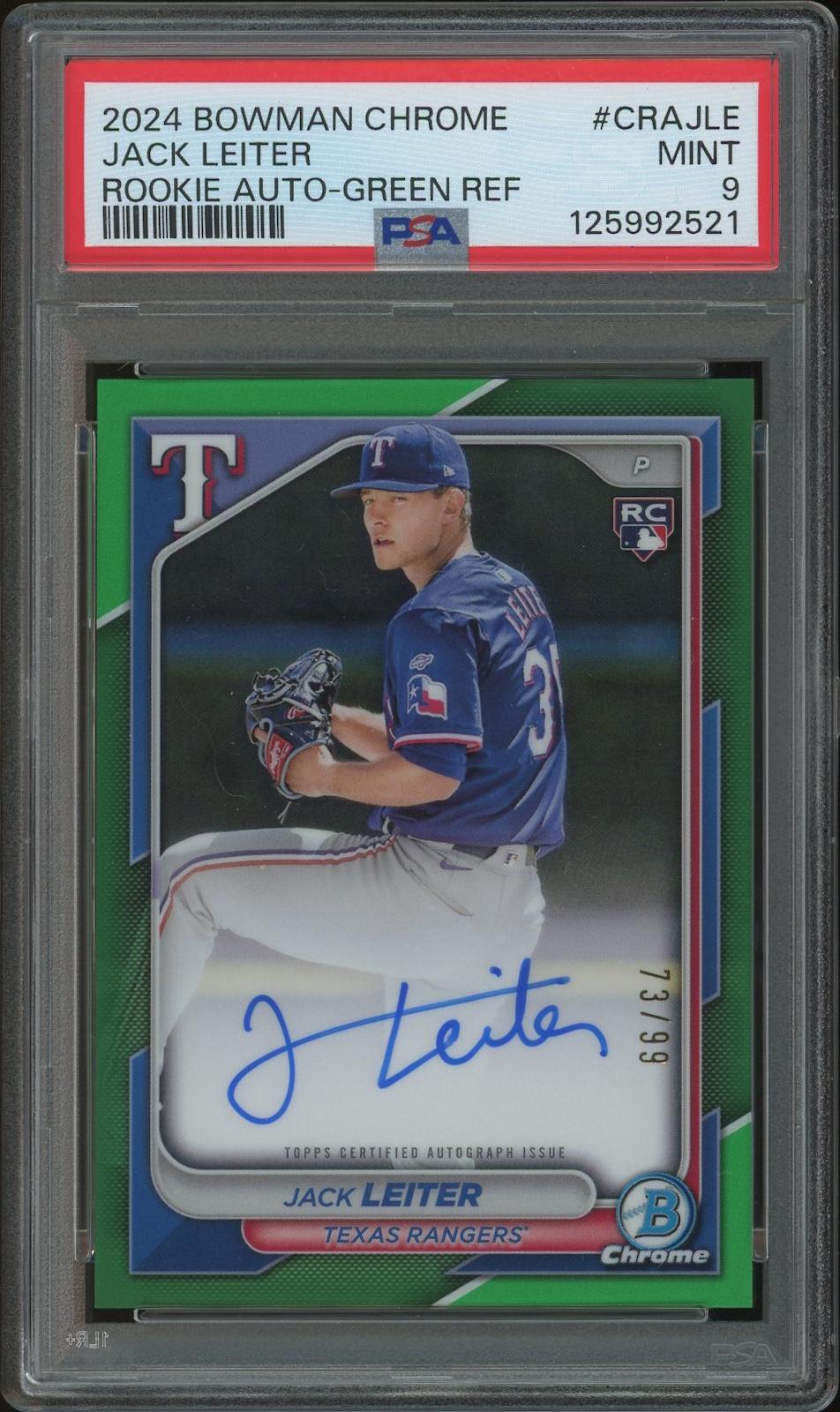 2024 Bowman Chrome Baseball #CRAJLE Jack Leiter Green Refractor