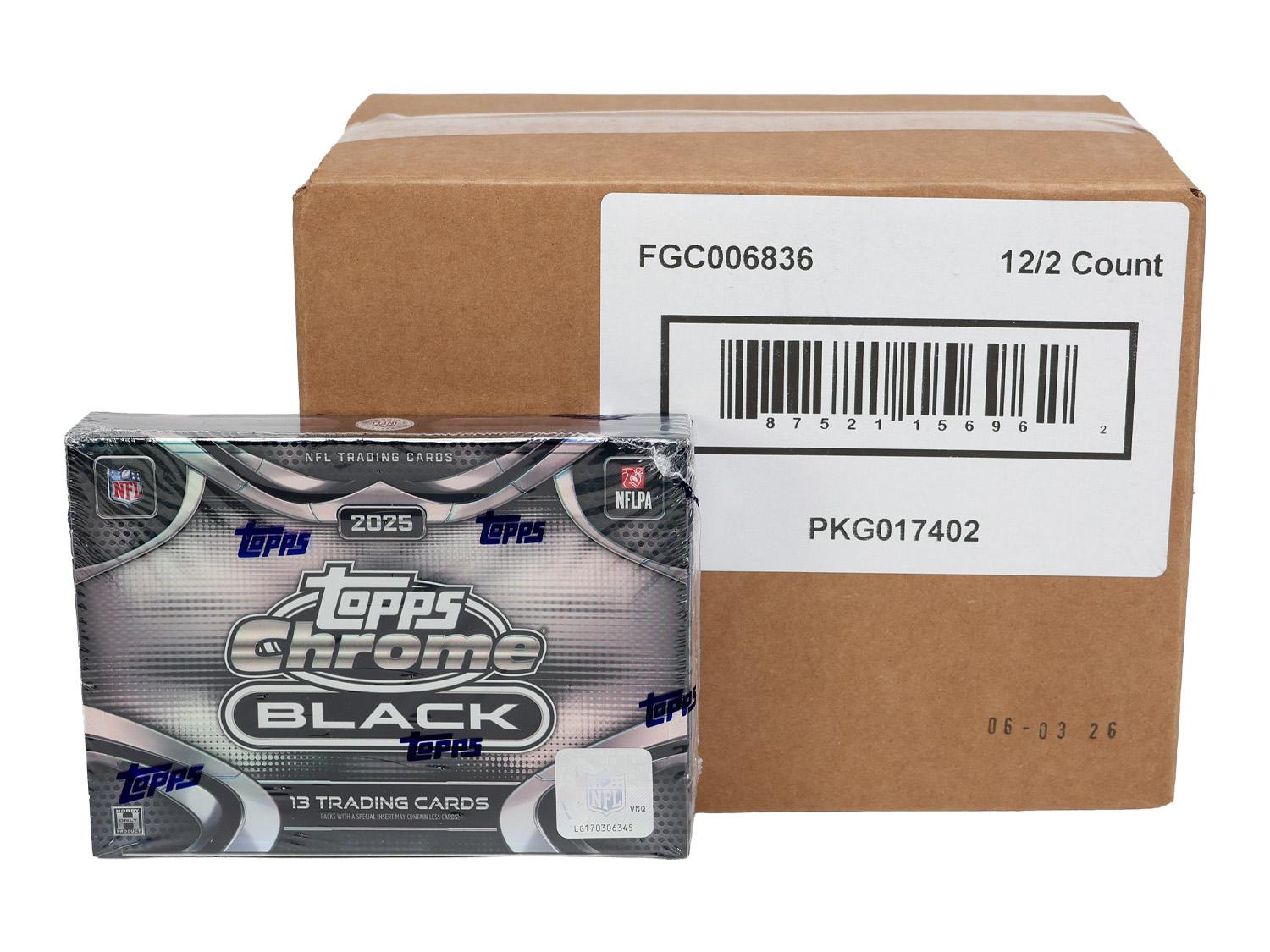 2025 Topps Chrome Black Football Hobby 12-Box Case | DA Card World