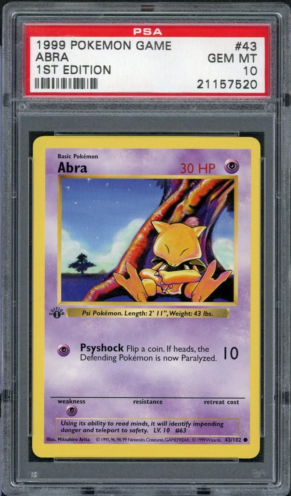 1999 abra pokemon card Pokémon #63 TV Animation Blue Logo 1st Print ENG L015224 – AGS Collectibles If heads Abra #43 Base Set Pokémon