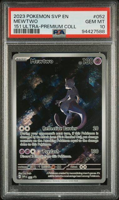 pokemon shadow mewtwo card 2023 151 UPC Promo #052 PSA 10 Discard 1 Psychic Energy card in order to prevent all effects of attacks Shadow Metwo V Pokemon Card