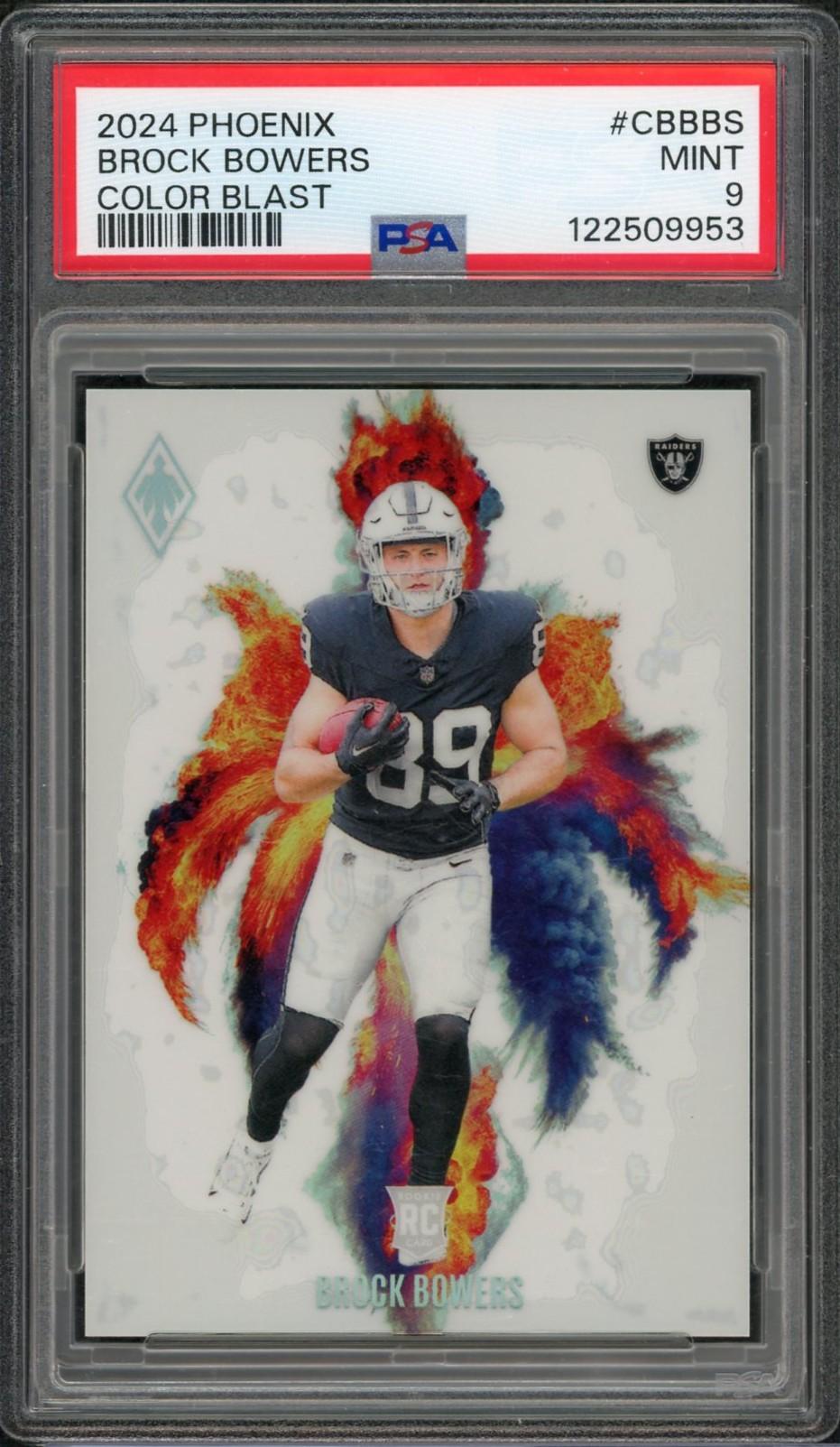 2024 Panini Phoenix Brock Bowers Color Blast Rookie #CB-BBS PSA 9