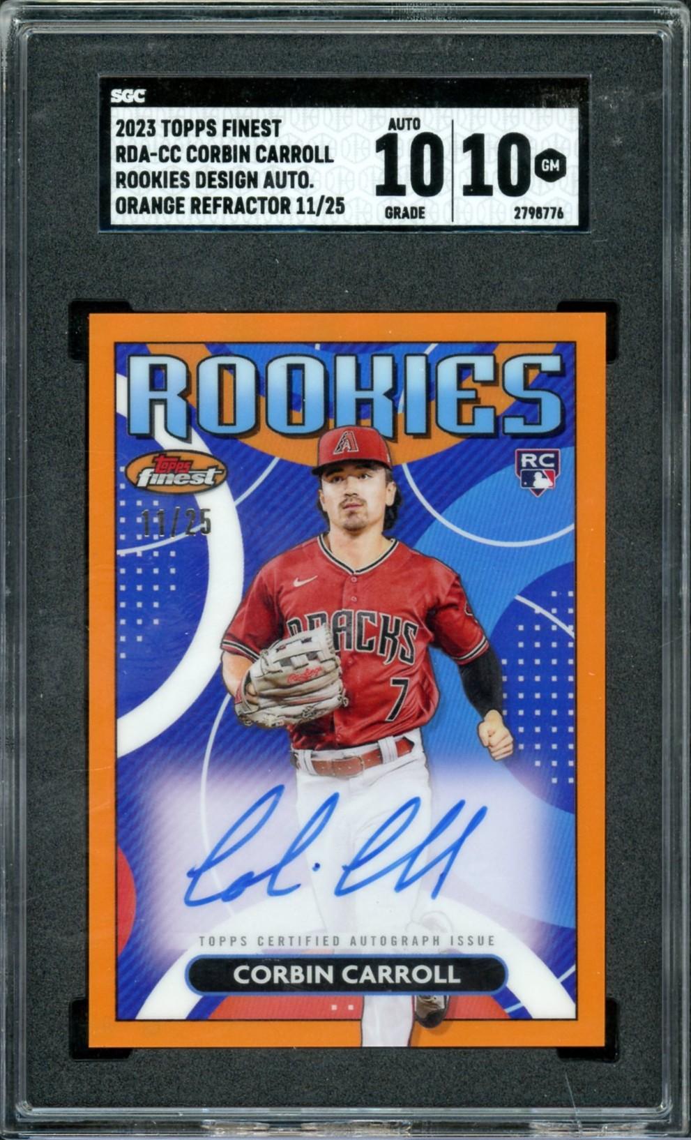 2023 Topps Finest Corbin Carroll Orange Rookie Auto /25 SGC 10