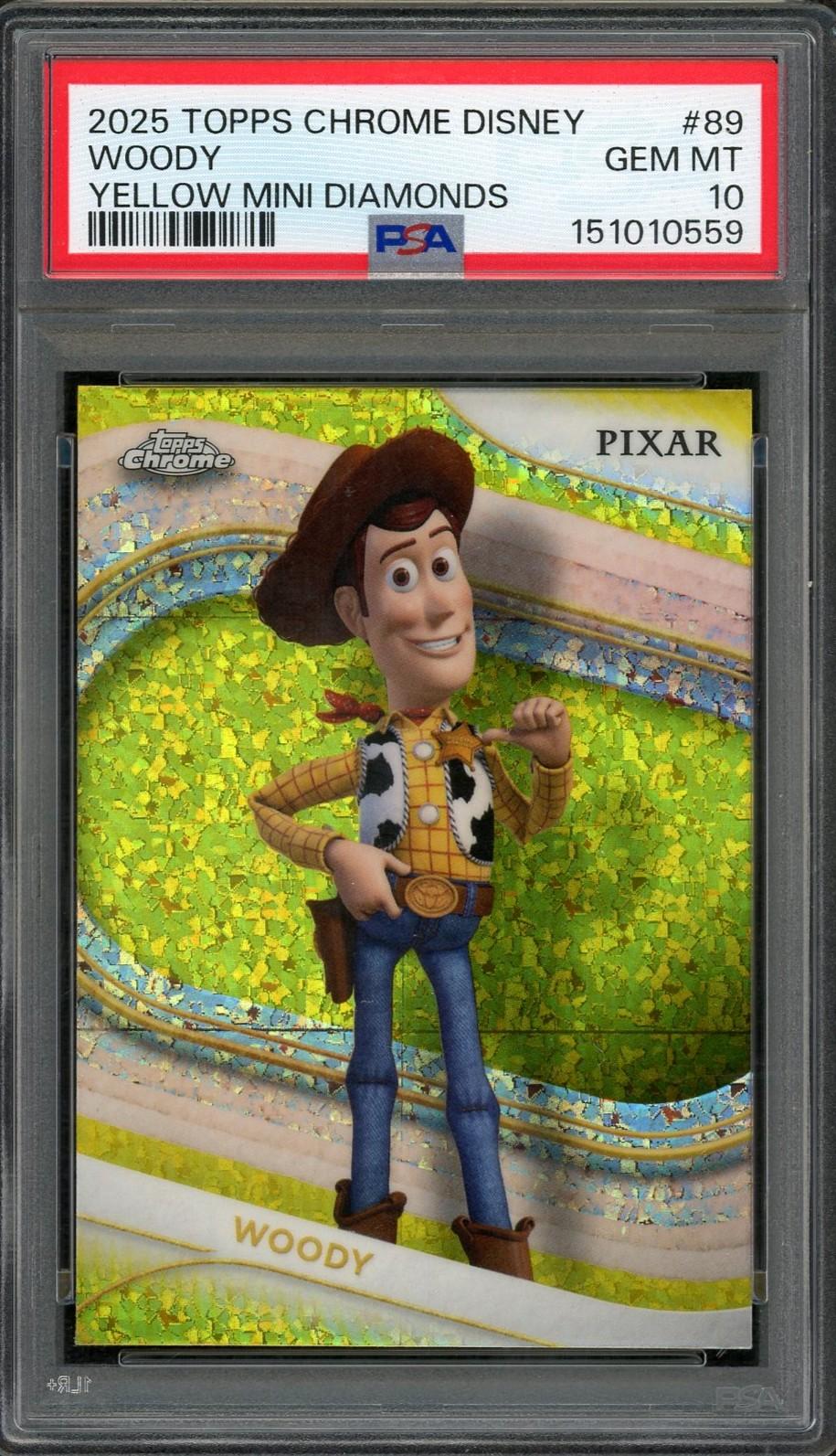 【psa10】2025 topps chrome disney woody 2025 Topps Chrome Disney Woody Yellow Mini Diamonds #89 PSA 10