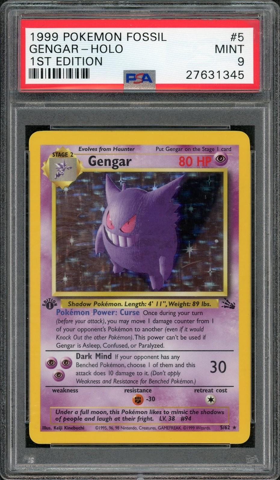gengar pokemon card fossil Holo 5/62 - Ace 6 it comes protected in a tamper Gengar #94 PSA 7