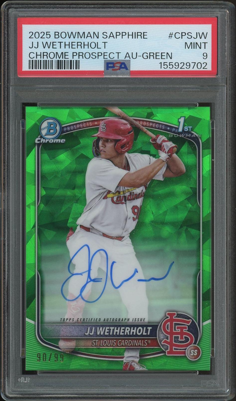 2025 Bowman Chrome Sapphire Baseball #CPSJW JJ Wetherholt Green