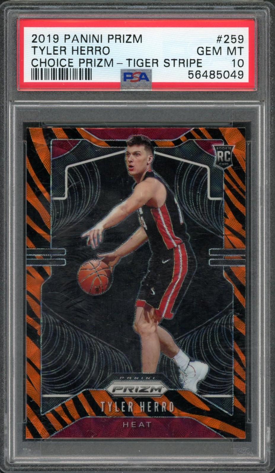 2019 Panini Prizm Choice Tyler Herro Rookie Tiger Stripe #259 PSA