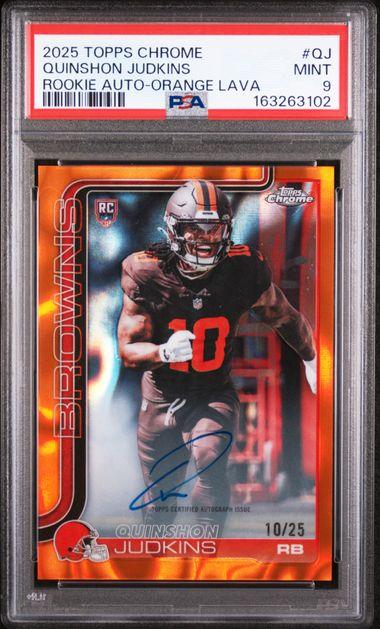 2025 Topps Chrome Quinshon Judkins Orange Lava Rookie Auto /25 PSA