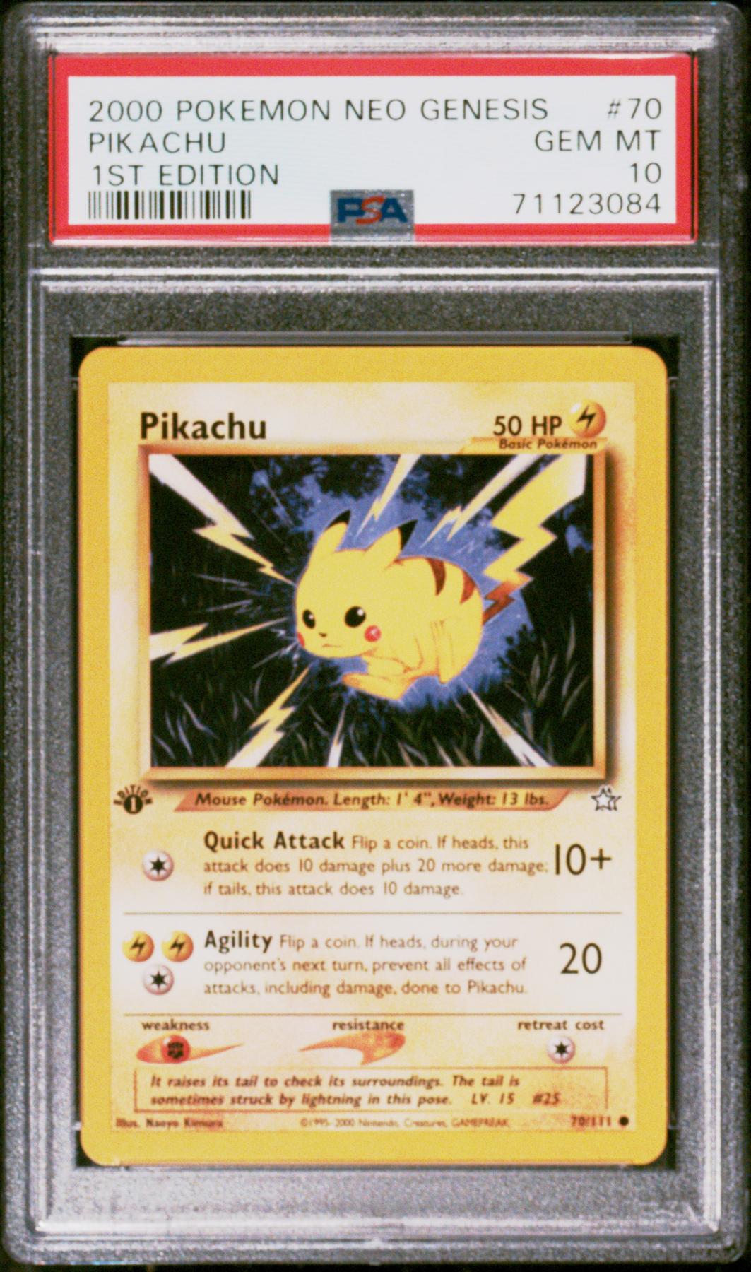 2000 Pokemon Neo Genesis Pikachu 1st Edition #70 PSA 10 | DA Card