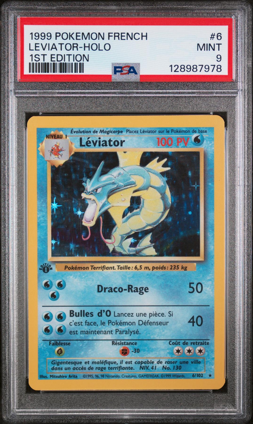 1999 Pokemon French Leviator Gyarados Holo 1st Edition #6 PSA 9