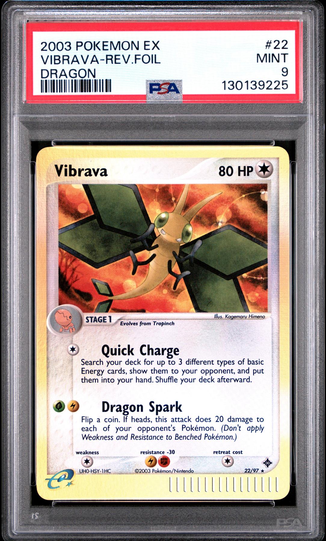 Pokemon EX Dragon Reverse Holo Foil Vibrava 22/97 PSA 9 | DA Card