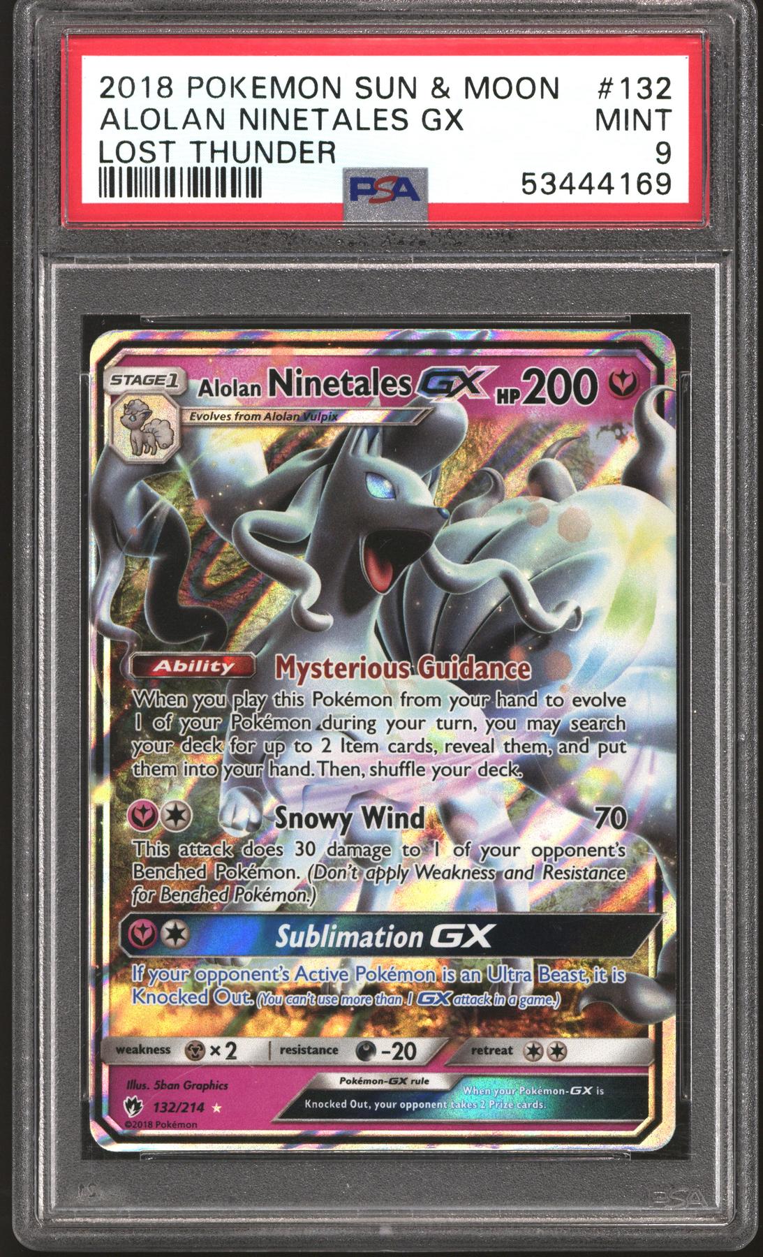 Pokemon Lost Thunder Alolan Ninetales GX 132/214 PSA 9 | DA Card World