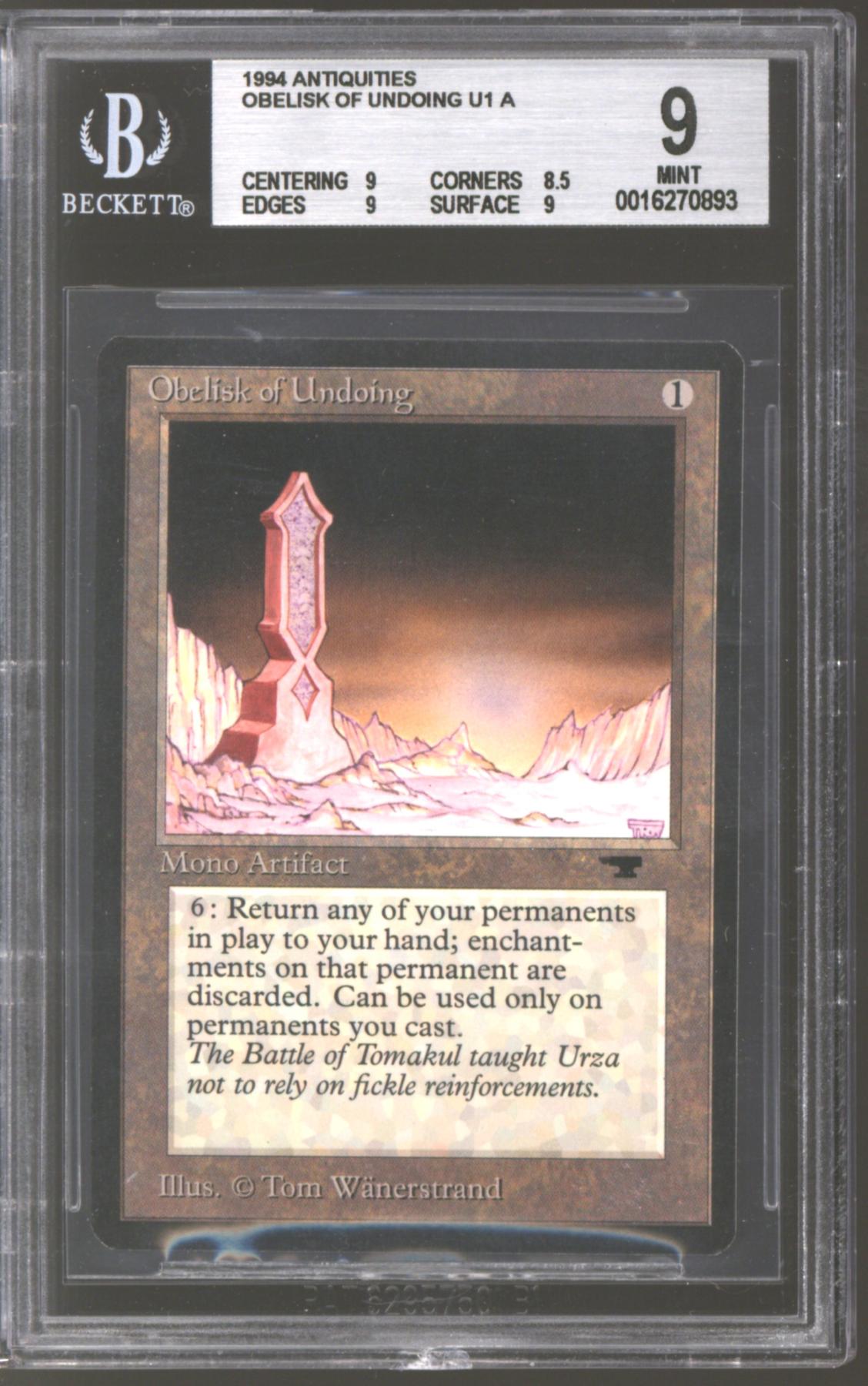 Magic the Gathering Antiquities Obelisk of Undoing BGS 9 (9, 8.5, 9, 9 ...