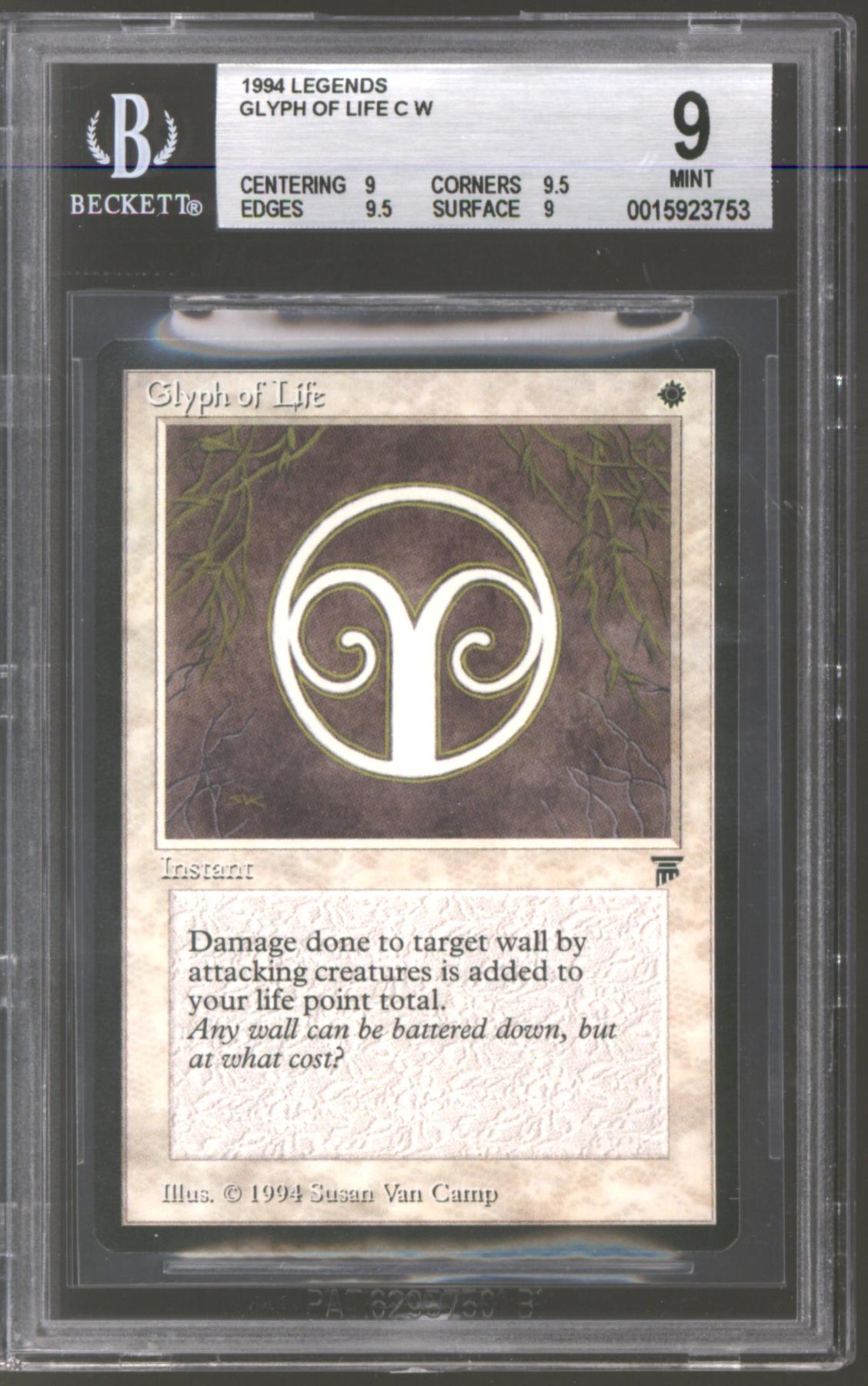 Magic the Gathering Legends Glyph of Life BGS 9 (9, 9.5, 9.5, 9) Q++