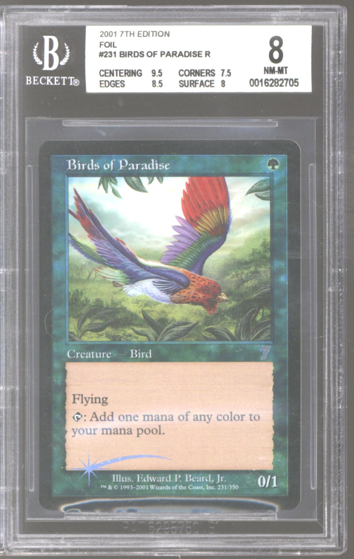 Magic MTG 7th Edition Seventh Ed FOIL Birds of Paradise BGS 8 NEAR MINT NM