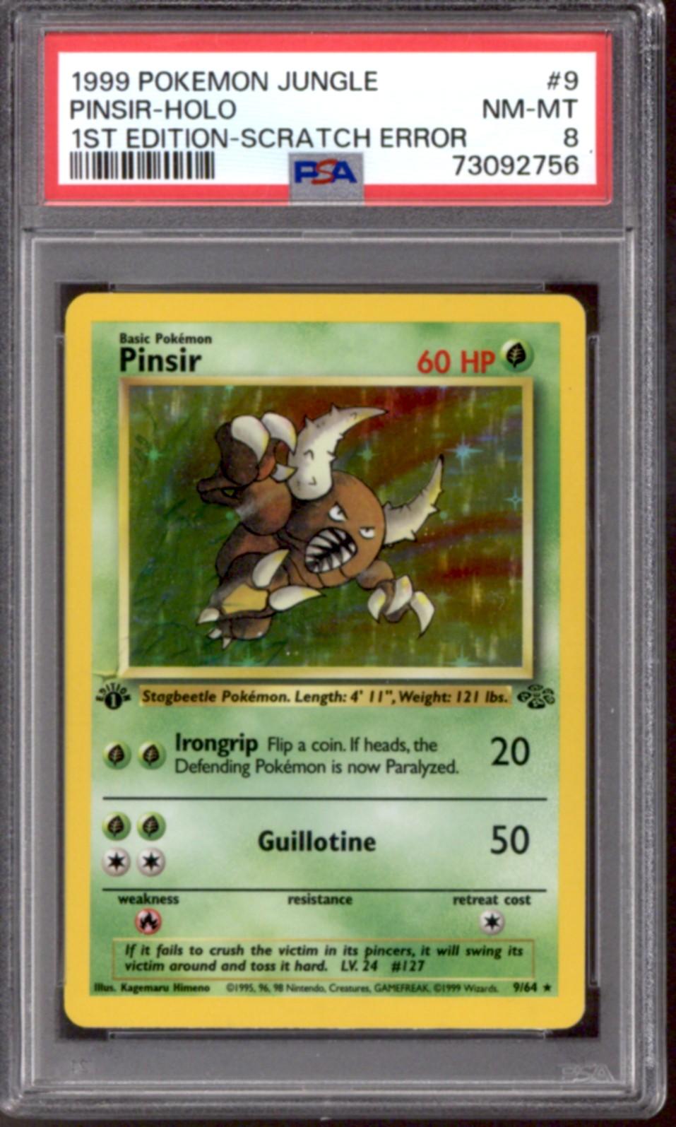Pokemon Jungle 1st Edition Scratch Error Pinsir 9/64 PSA 8 DA Card World