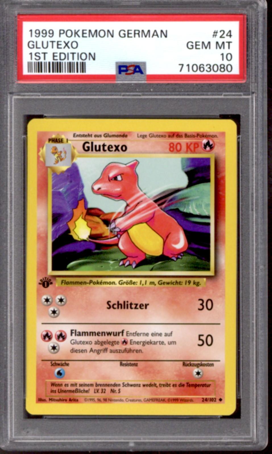 Pokemon Base Set German 1st Edition Charmeleon Glutexo 24/102 PSA 10 ...