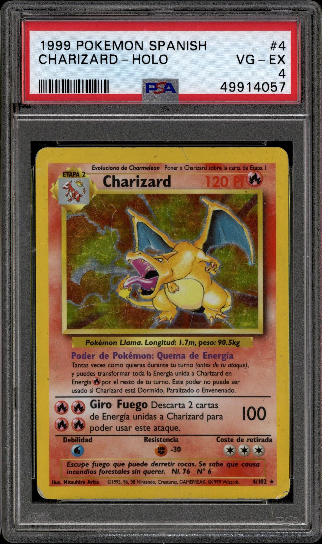 Pokemon Base Set Unlimited SPANISH Charizard 4/102 PSA 4 | DA Card World