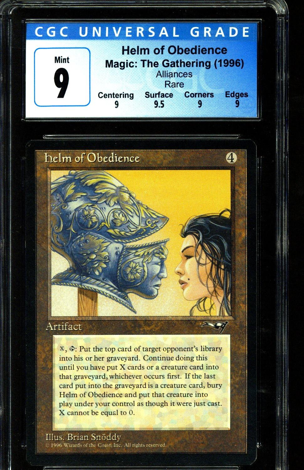 Magic the Gathering Alliances Helm of Obedience CGC 9 (9.5 Surface