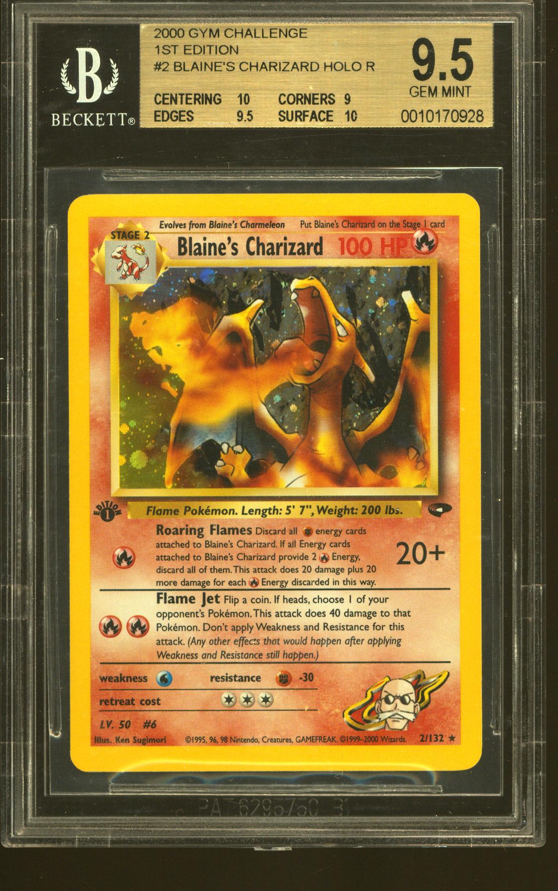 Pokemon Gym Challenge 1st Edition Blaine's Charizard 2/132 BGS 9.5