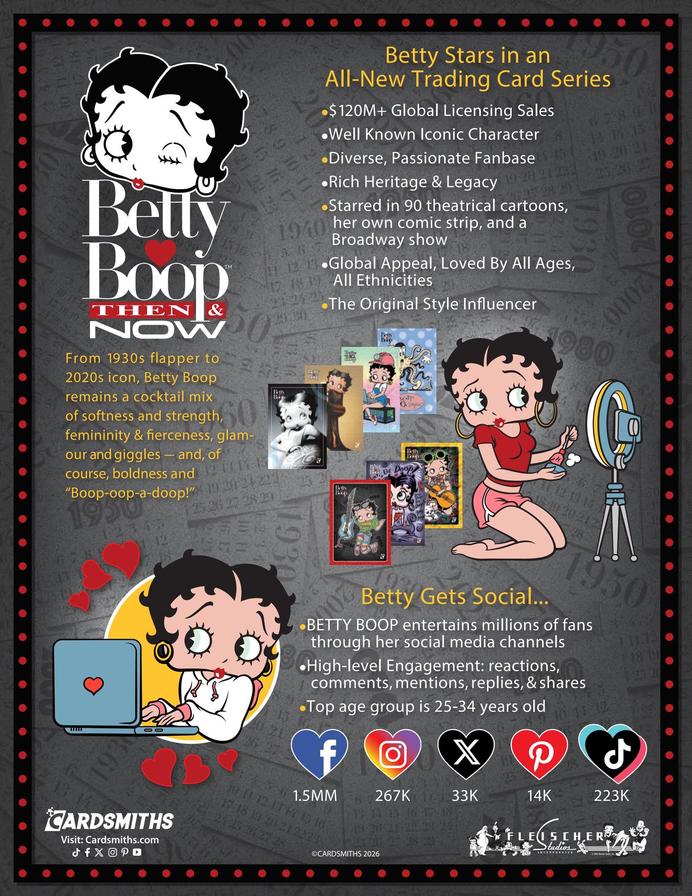 2026 Cardsmiths Betty Boop Then & Now Series 1 Mega 6-Box Case