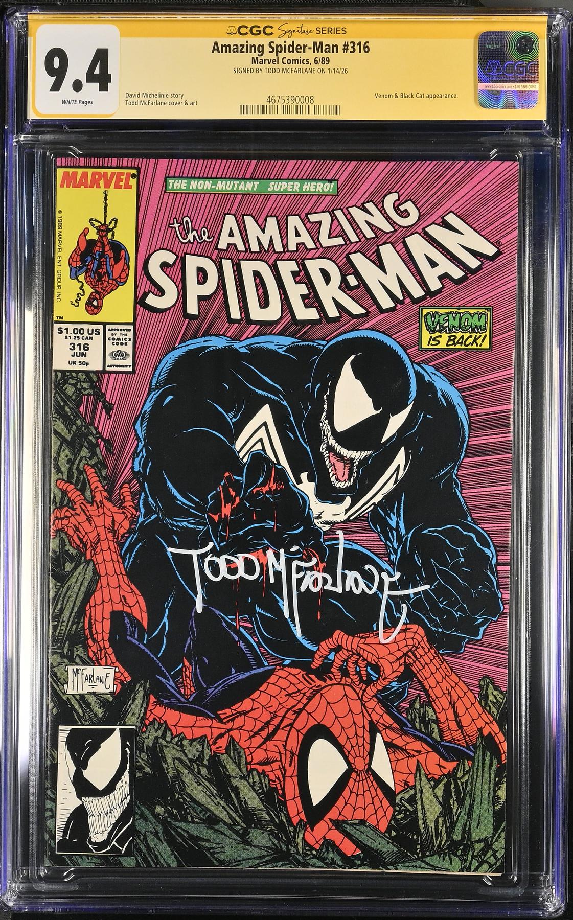 Amazing Spider-Man #316 CGC 9.4 Todd McFarlane Signature Series (W