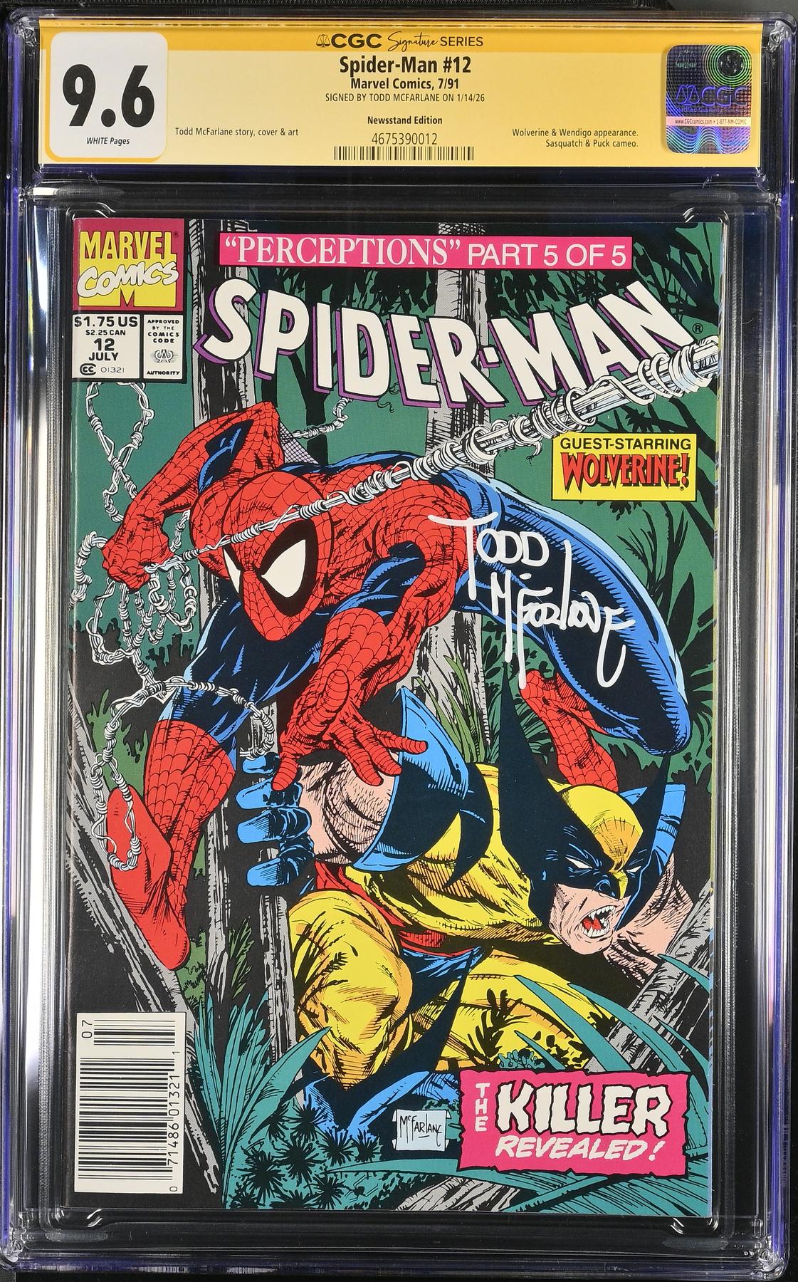 Spider-Man #12 Newsstand Variant CGC 9.6 Todd McFarlane Signature