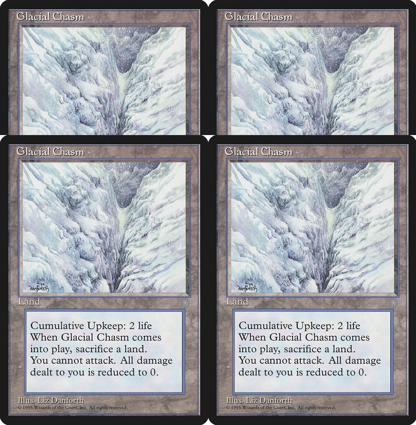 Magic the Gathering Ice Age PLAYSET 4x Glacial Chasm x4 NEAR MINT