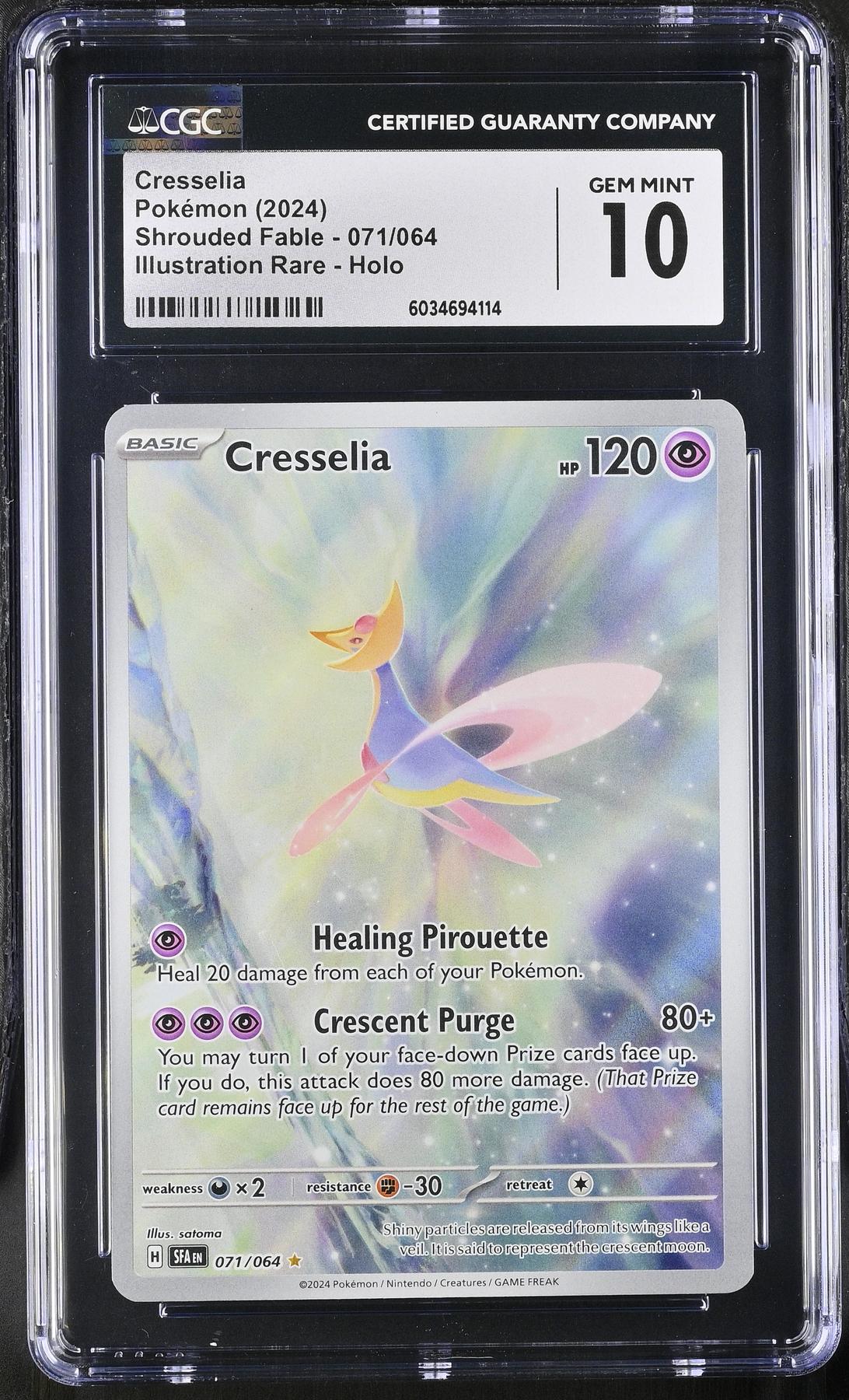 Pokemon Shrouded Fable Cresselia 071/064 Illustration Rare 71/64 CGC 10 ...