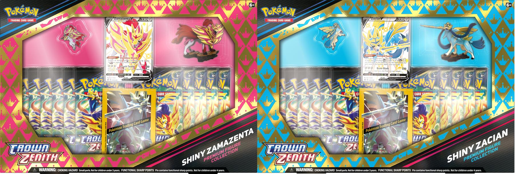 Pokemon Crown Zenith Premium Figure Collection Box Set Of Shiny Zamazenta Shiny Zacian