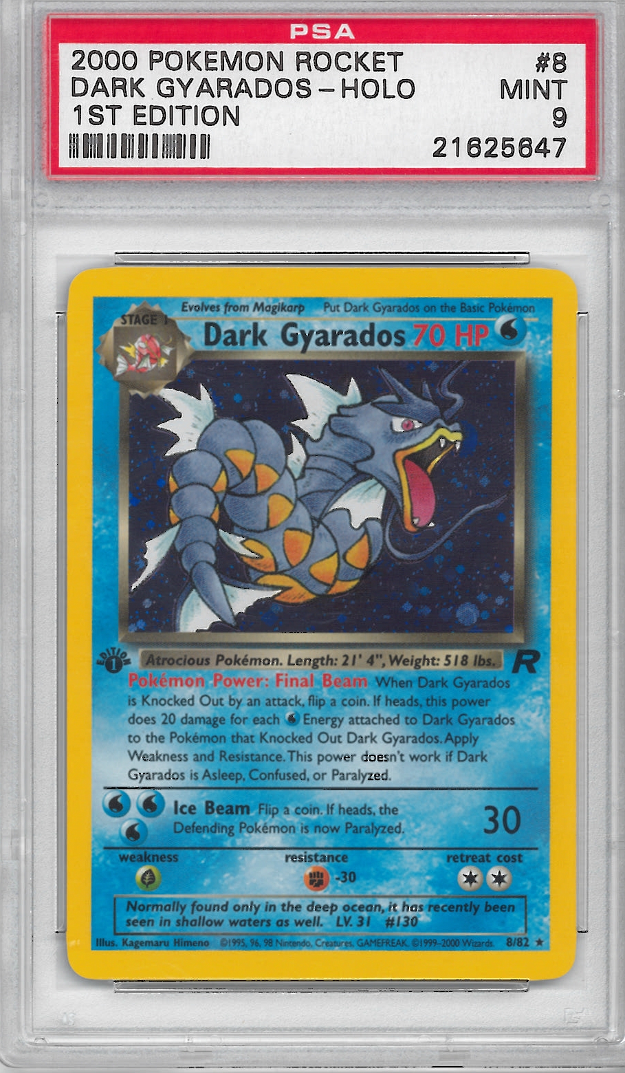 Pokemon Team Rocket 1st Edition Dark Gyarados 8/82 PSA 9 | DA Card World