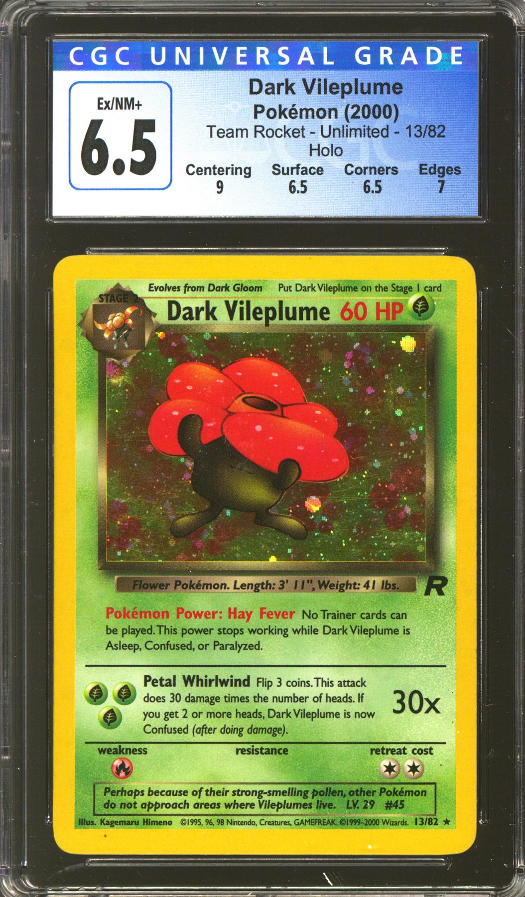 dark vileplume pokemon card value Lv.29 No.045 Old Back Holo Rare EX Japanese u481 This power stops working while Dark Vileplume is Asleep Pokemon Trading Card Game Paldean