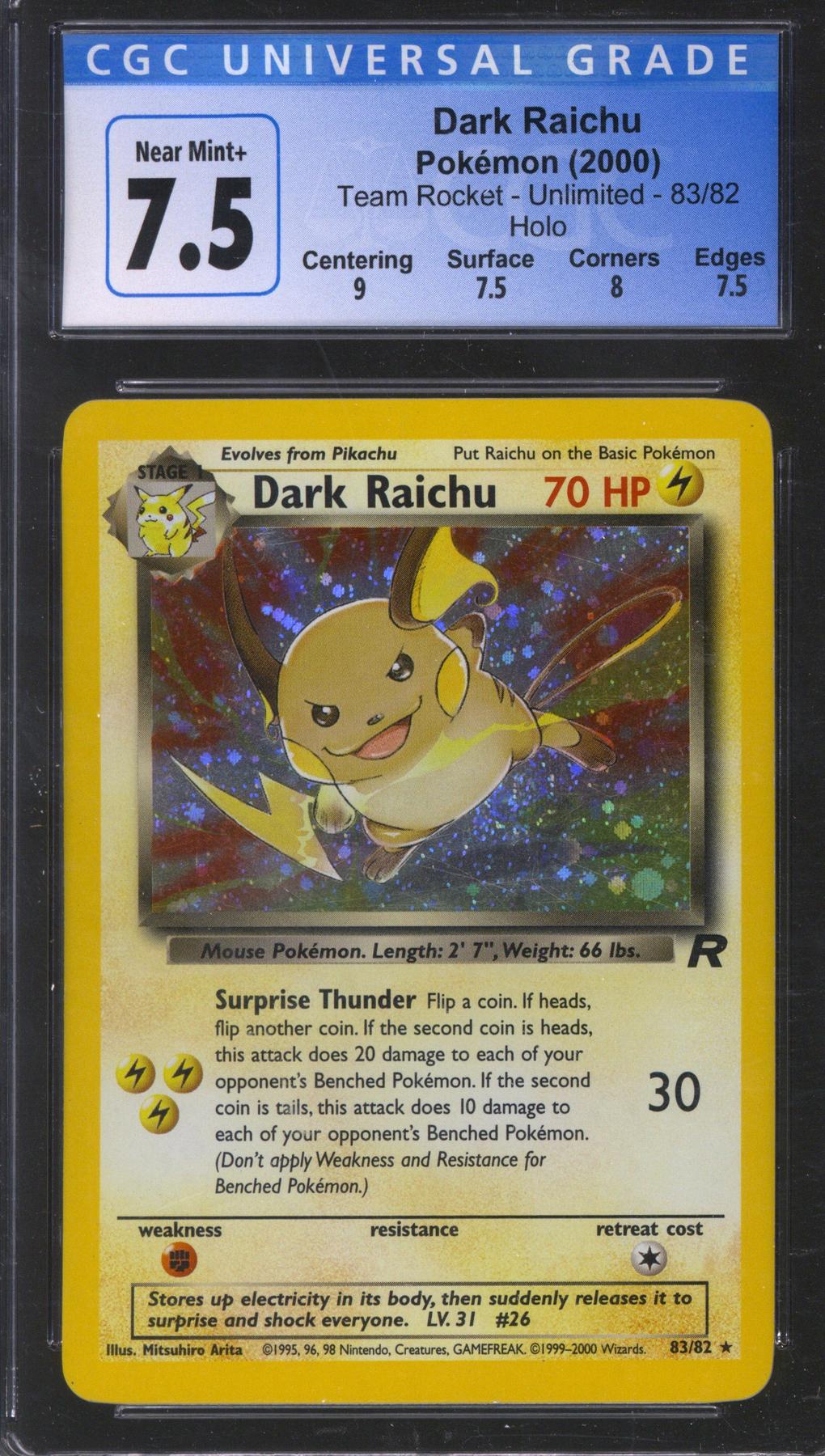 Pokemon Team Rocket 1st Edition Dark Raichu 83/82 CGC 7.5 | DA Card World