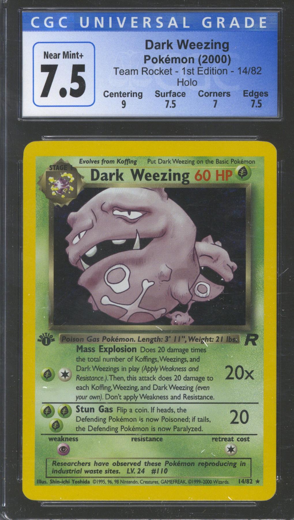 Pokemon Team Rocket 1st Edition Dark Weezing 14/82 CGC 7.5