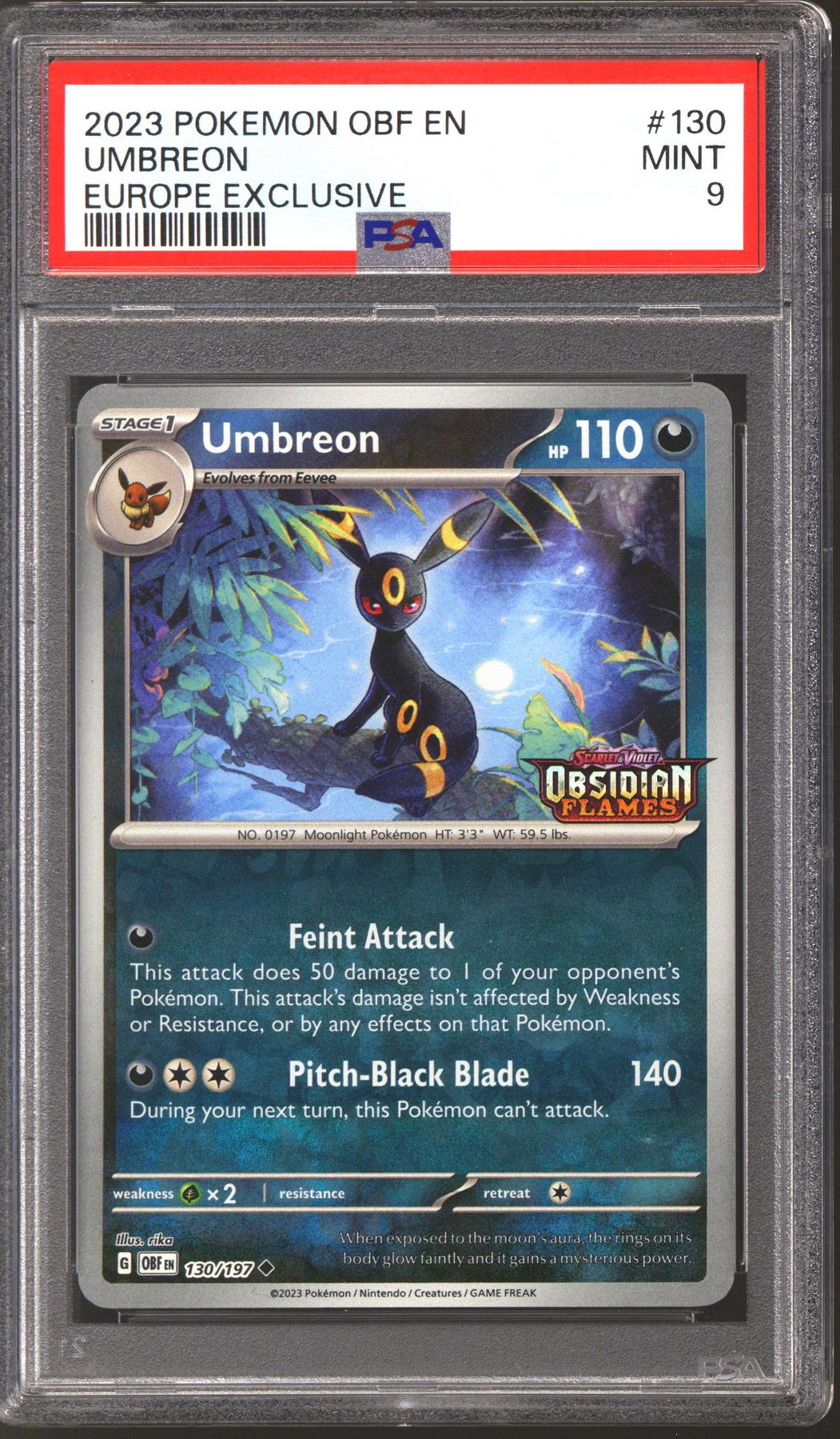2023 Pokemon Obsidian Flames Umbreon 130/197 - EB Games Exclusive - PSA 9 | Ozzie Collectables