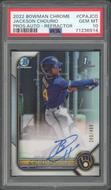 Image for 2022 Bowman Chrome Jackson Chourio 1st Auto Refractor /499 PSA 10
