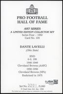 Image for Dante "Gluefingers" Lavelli Autographed Goal Line Art Card JSA CK72634 (Reed Buy)