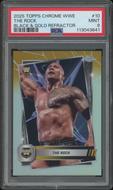 Image for 2025 Topps Chrome WWE Wrestling #10 The Rock Black & Gold Refractor #07/13 PSA 9 (MINT)