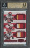 Image for 2018 Panini Plates & Patches #19 Kareem Hunt Patrick Mahomes II Tyreek Hill Red Patch #08/10 BGS 9.5 (GEM MT)