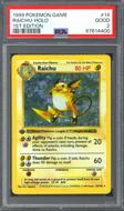 Image for Pokemon Base Set 1st Edition Shadowless Raichu 14/102 PSA 2