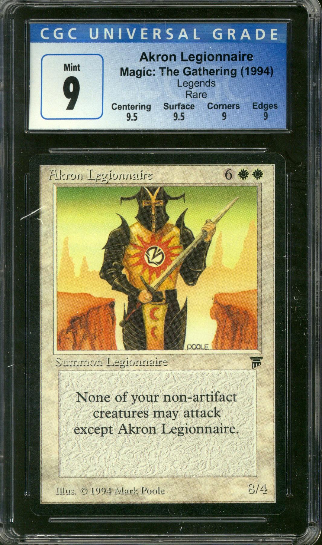 Magic the Gathering Legends Akron Legionnaire CGC 9 DA Card World