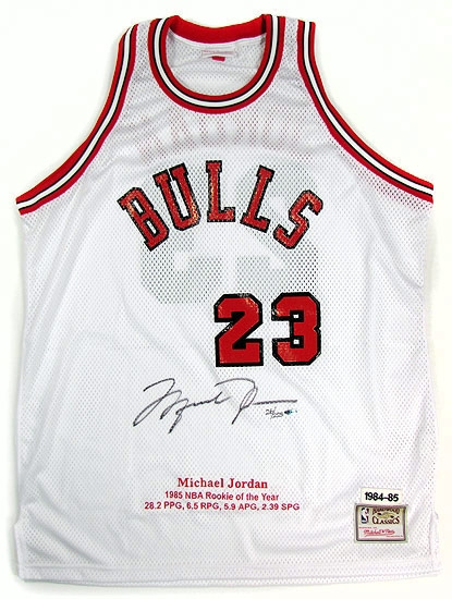 Michael Jordan Autographed Chicago Bulls White Rookie Jersey #/223 (UDA ...
