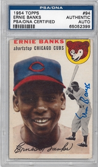 1954 Topps Baseball #94 Ernie Banks Autographed Rookie Card (PSA) *2399 ...