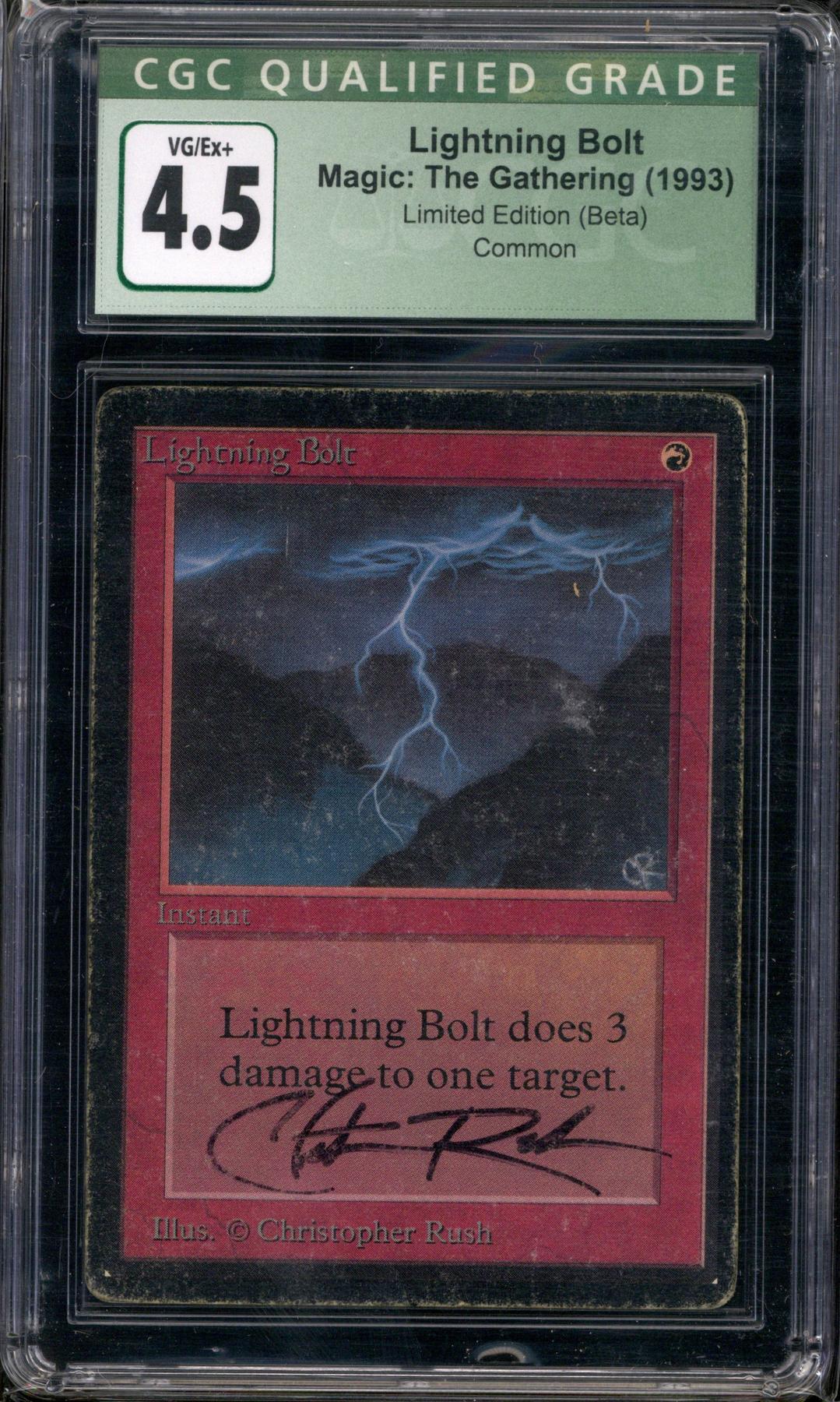 Magic the Gathering Beta Lightning Bolt Rush signed CGC  HEAVY PLAY (HP)  | DA Card World