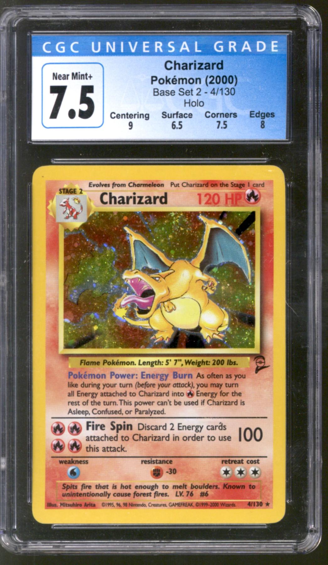 Pokemon Base Set 2 Charizard 4/130 CGC 7.5 | DA Card World