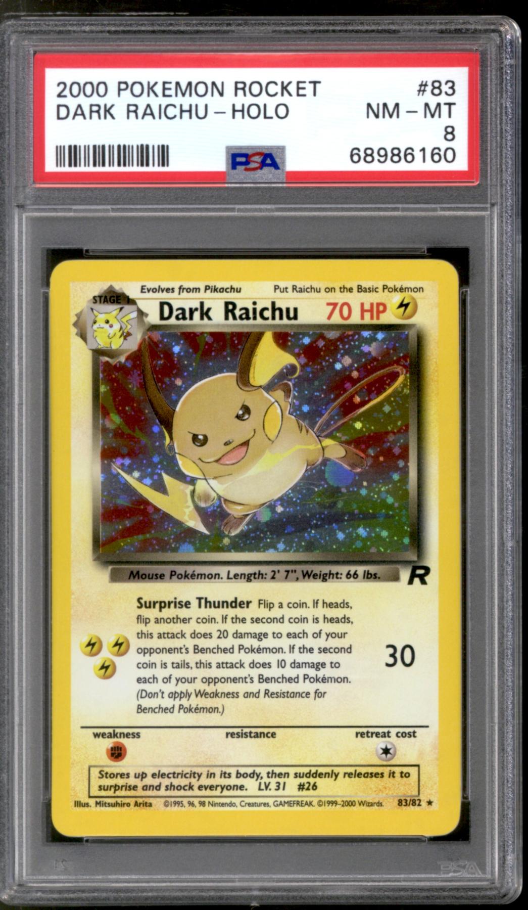 dark raichu pokemon card value PSA 7 - 7/110 - LEGENDARY COLLECTION Box Topper Type Dark Raichu - Team Rocket