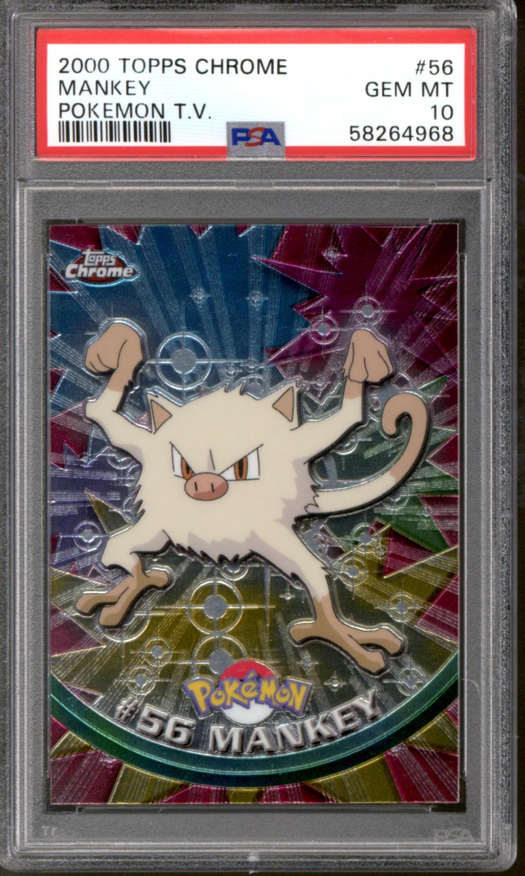 Pokemon Topps TV Chrome Mankey #56 PSA 10 GEM MINT *968 | DA Card